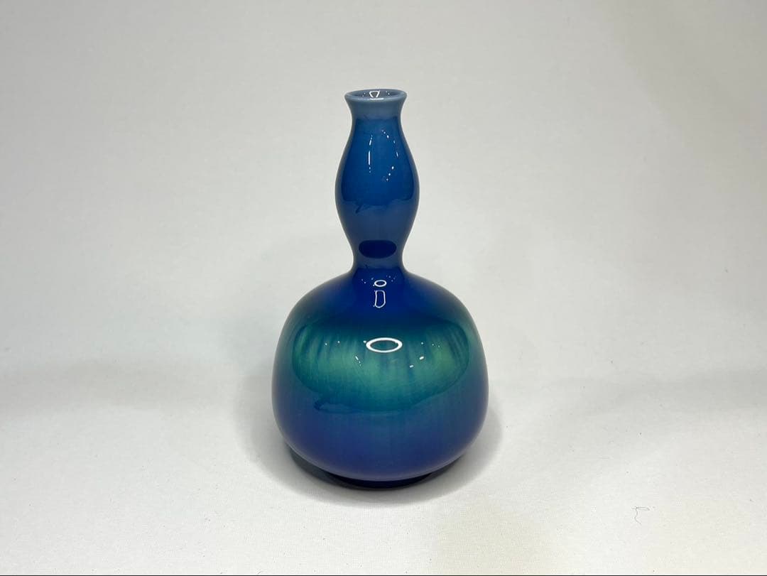 【人間国宝】三代 徳田八十吉 燿彩 花生 約15.5cm 金彩銘