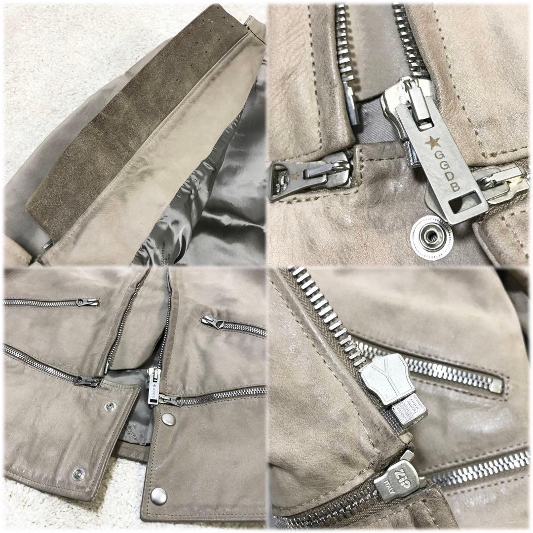 golden ♫ シングルライダースジャケット xxs グレージュ