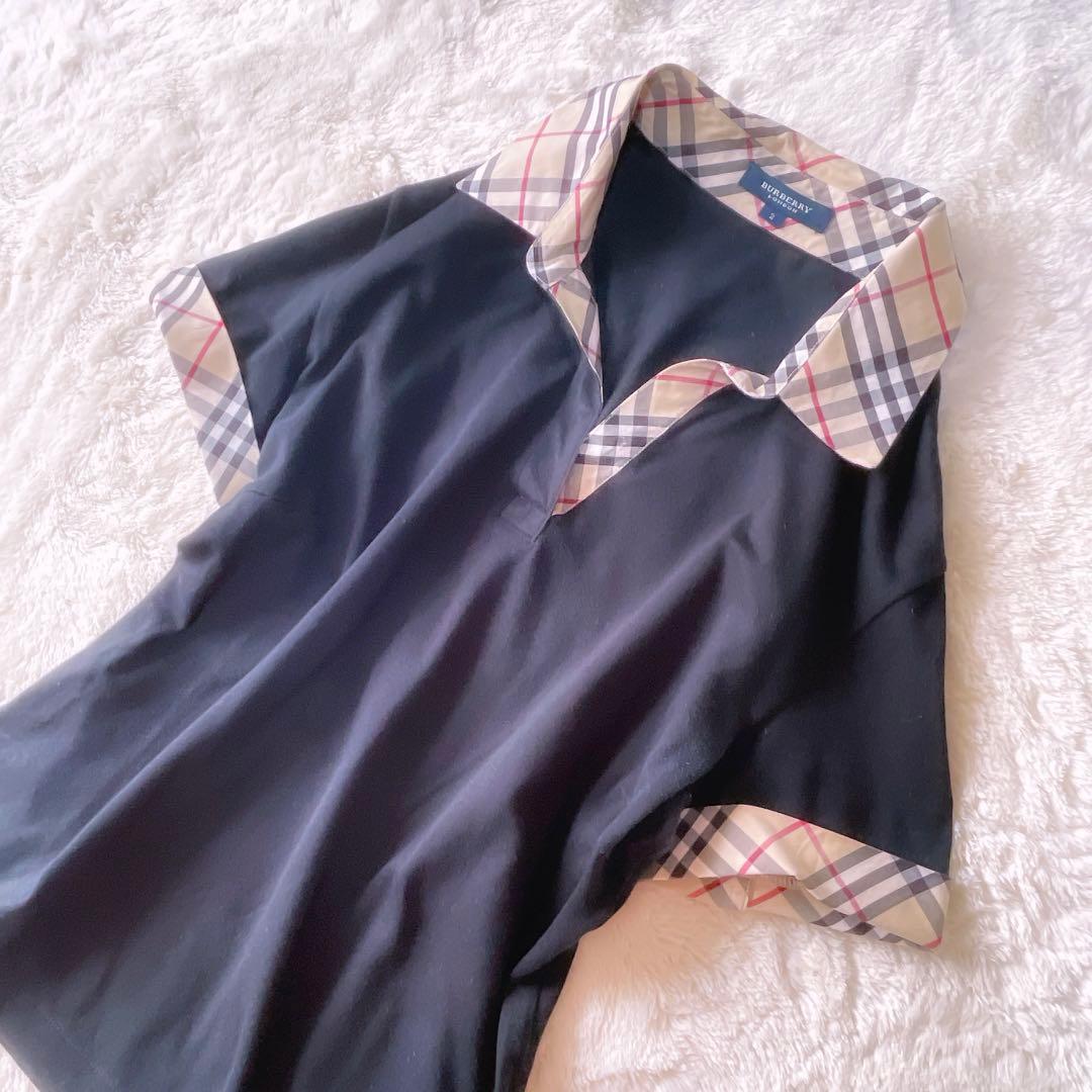 バーバリー ノバチェック 黒 ポロシャツ 襟付き M BURBERRY