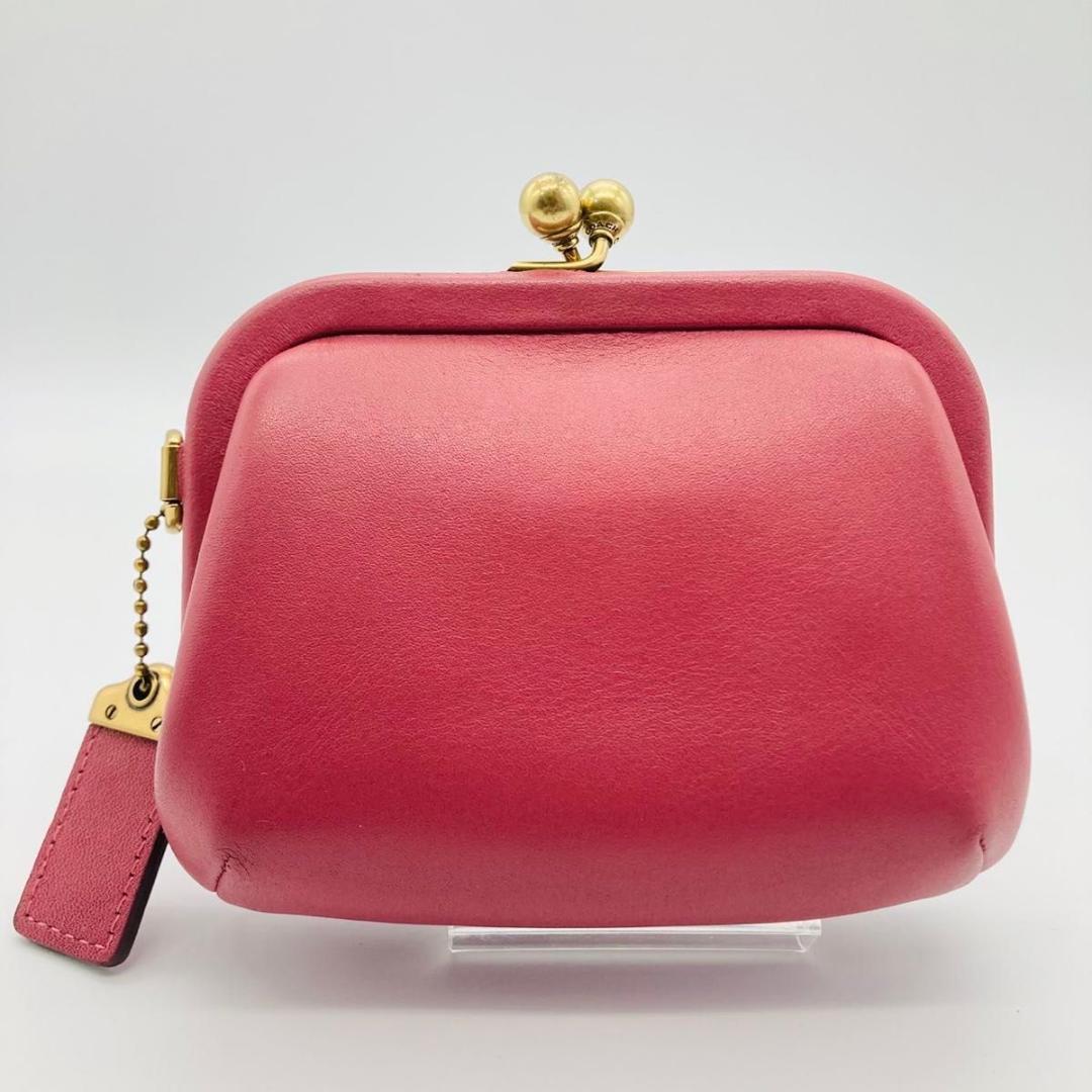 COACH コーチ キスロック がま口 ケース ポーチ ピンク