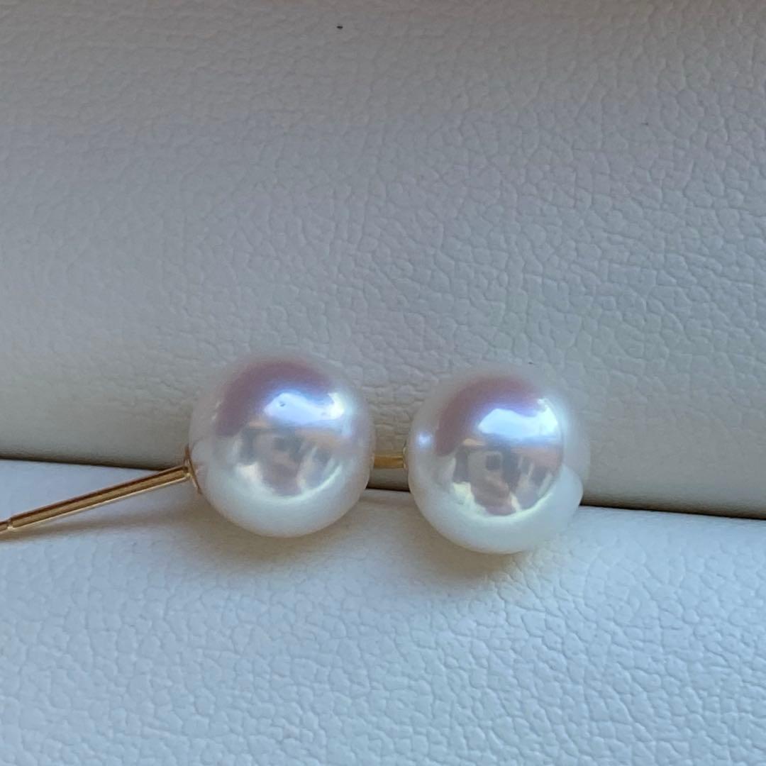 1950 美品❣️花珠級のテリ❣️K18❣️あこや真珠7-7.5mm ピアスAly手作
