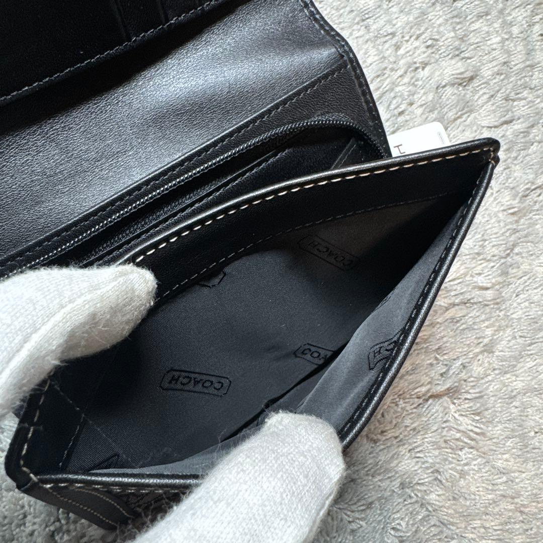 【未使用】COACH コーチ 二つ折り財布 シグネチャー ブラック