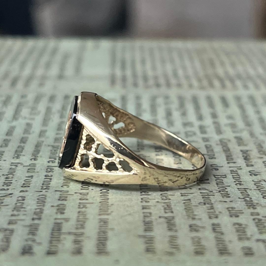 希少　英国　イギリス　ヴィンテージ　9k 9金　プレイボーイリング