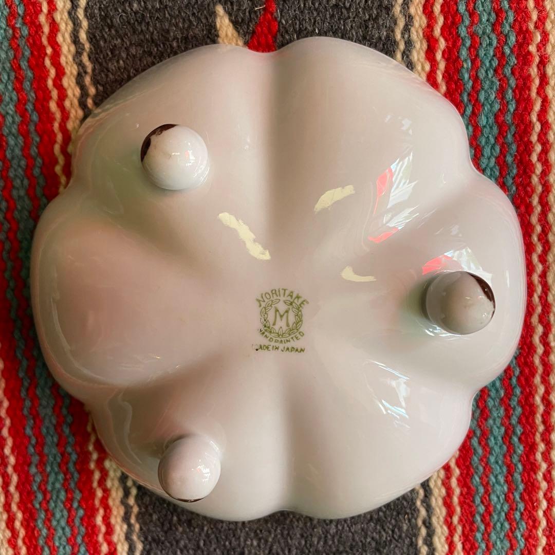 貴重品！オールドノリタケ　花びら型容器　ハンドペイント風景画アンティーク骨董明治