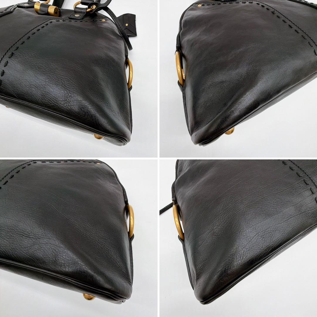 美品✨【イヴサンローラン】ミューズ オールレザー ハンドバッグ ブラック カデナ