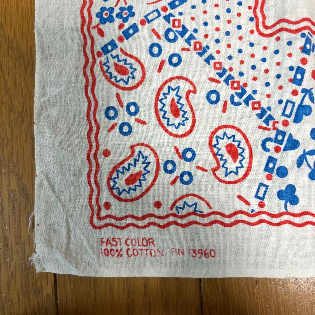 ヴィンテージバンダナ　クッキー　トリコカラー　片耳　60s