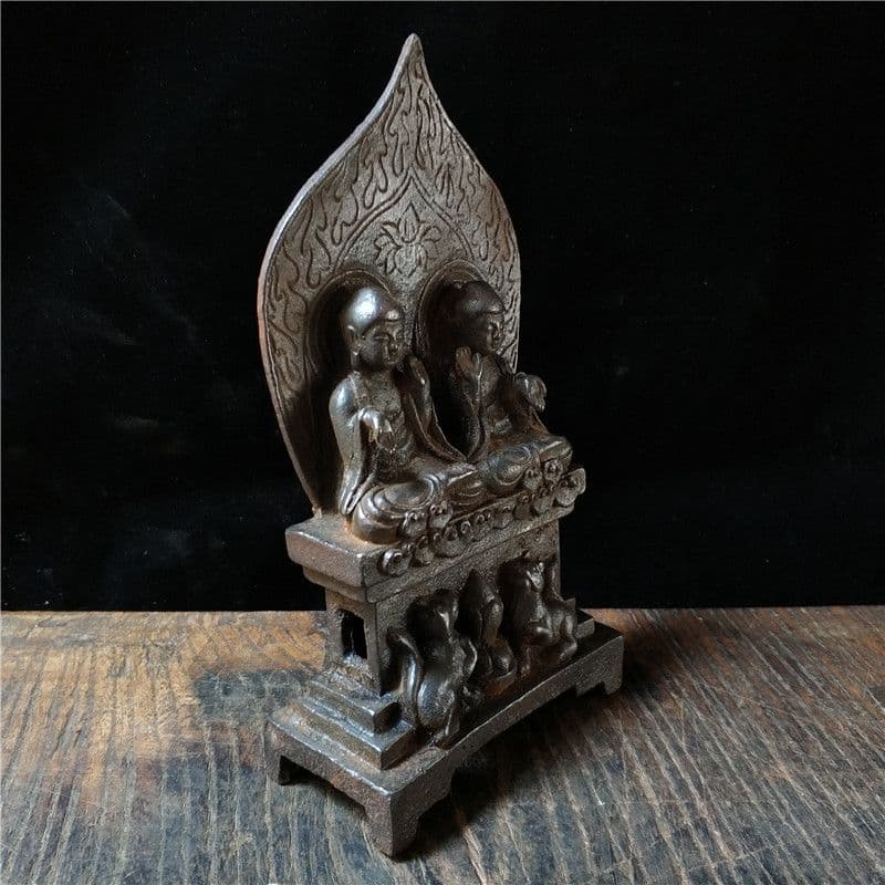 鉄器 鉄仏 二仏坐像 仏教美術 仏像 装飾品 現代工芸品美術品 置物