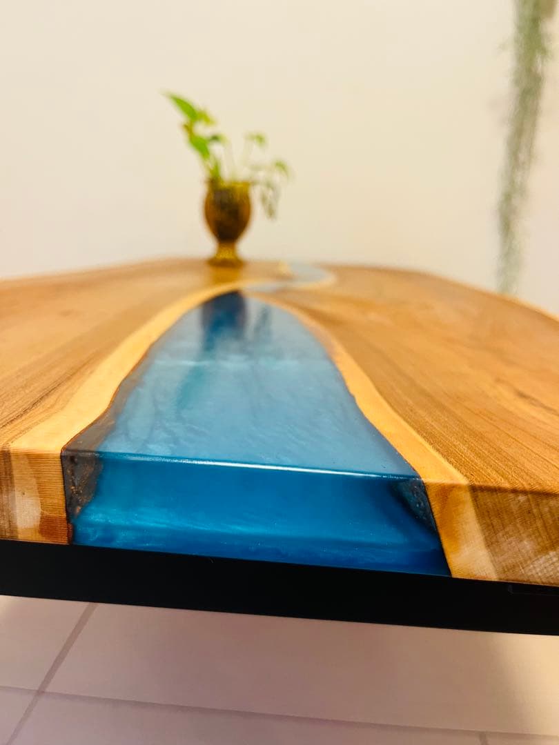 レジンテーブル　リバーテーブル　桜の木　ローテーブル アイアンテーブル