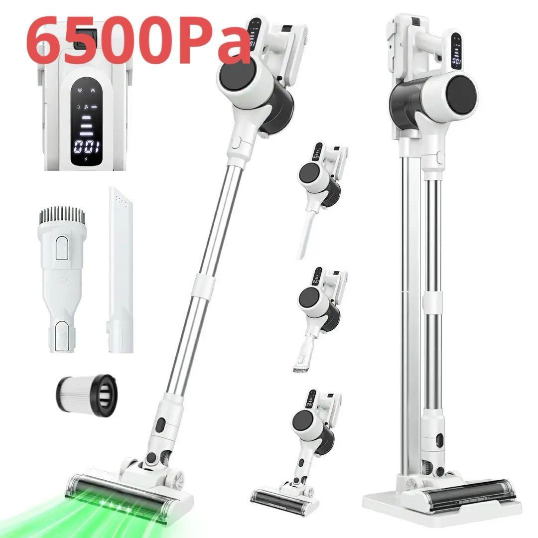 ✨65000Pa 掃除機 コードレス 収納充電スタント付き 軽量 ホワイト