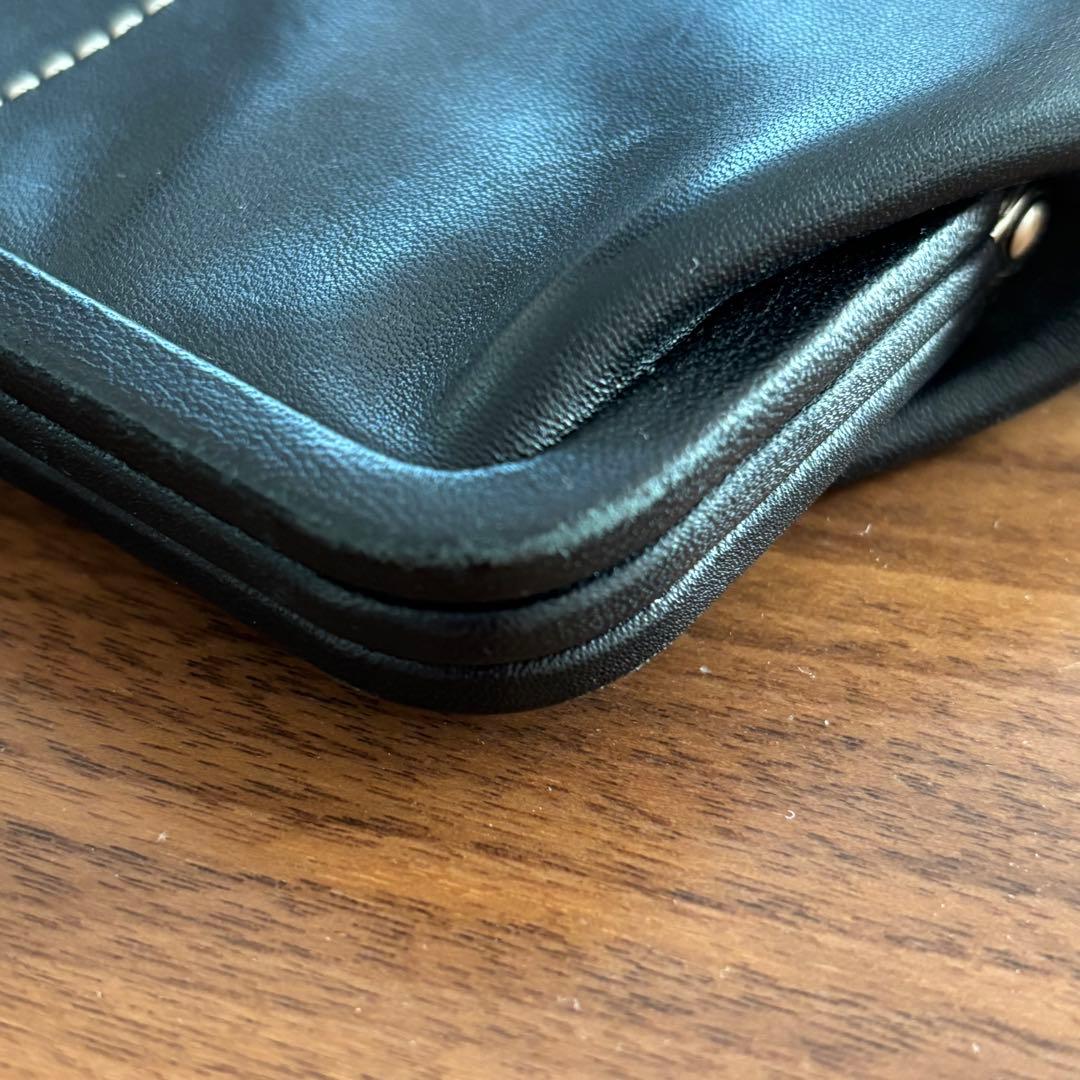 COACH　コーチ　がま口　ケース　革　黒