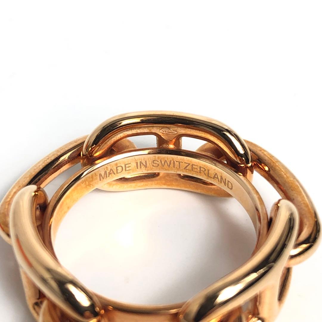 【良品】HERMES エルメス スカーフリング シェーヌダンクル ピンクゴールド