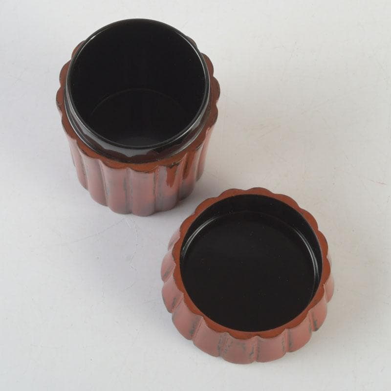 茶道具　輪島塗　久世宗春作　根来菊形　末広棗　共箱　V　9648