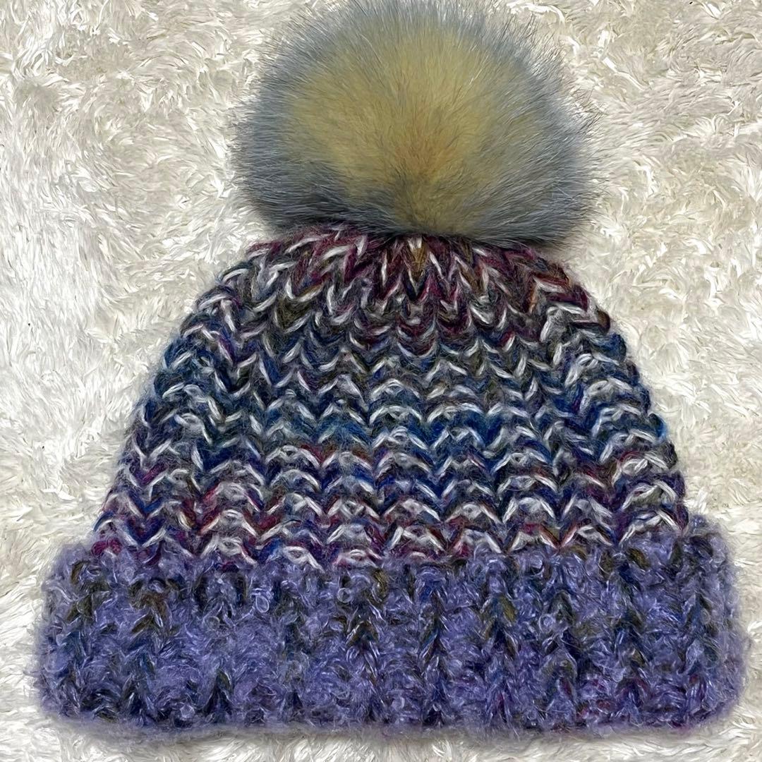 CA4LA カシラ　ニット帽　フォックス　モヘヤ　アルパカ