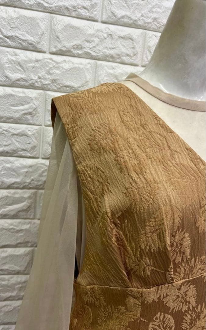 AIMER チュールブラウス付Vネックジャカードタイトパーティードレス