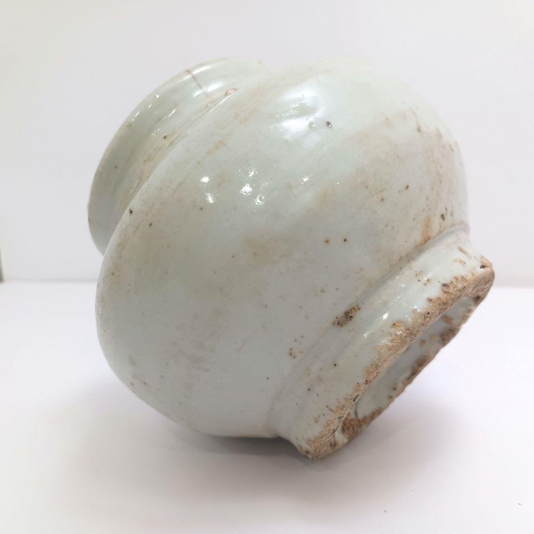 Y2984 朝鮮美術 李朝白磁染付仏手柑文壺 李朝染付壷　　ten