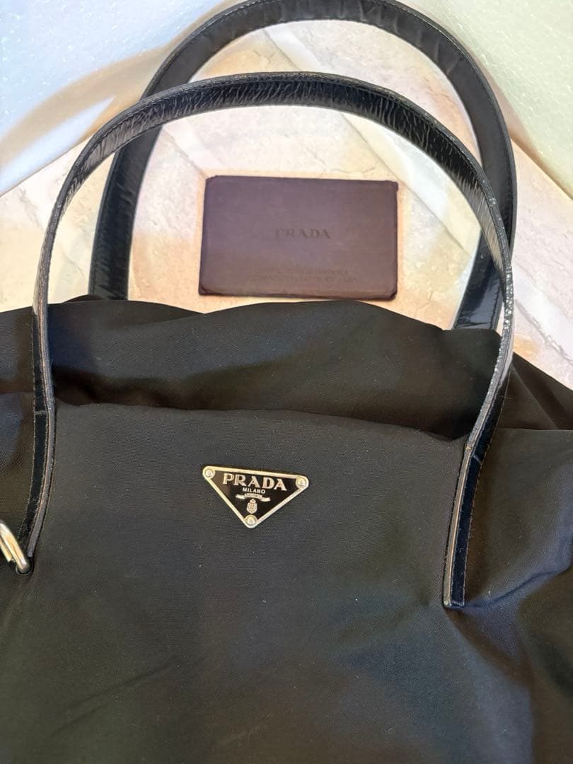 【のんびり◡̈⃝】プラダ ミニボストン ハンドバッグ ナイロン レザー