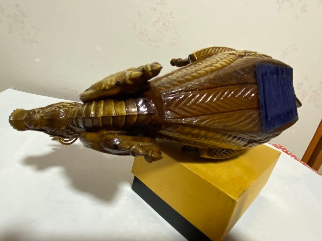 ♦セルロイド製 細密 龍に七福神宝船縁起物 置物飾り 富士山 鶴に亀 骨董品