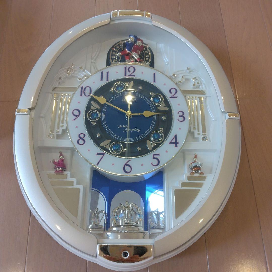 【動作確認済】SEIKO からくり時計 ホワイト 青文字盤