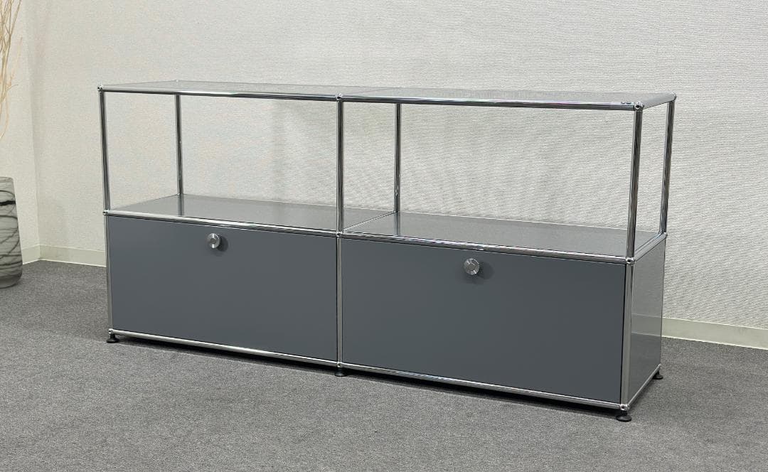 正規品!ほぼ未使用品■USMハラー■キャビネット　2列2段　ミッドグレー　鍵なし