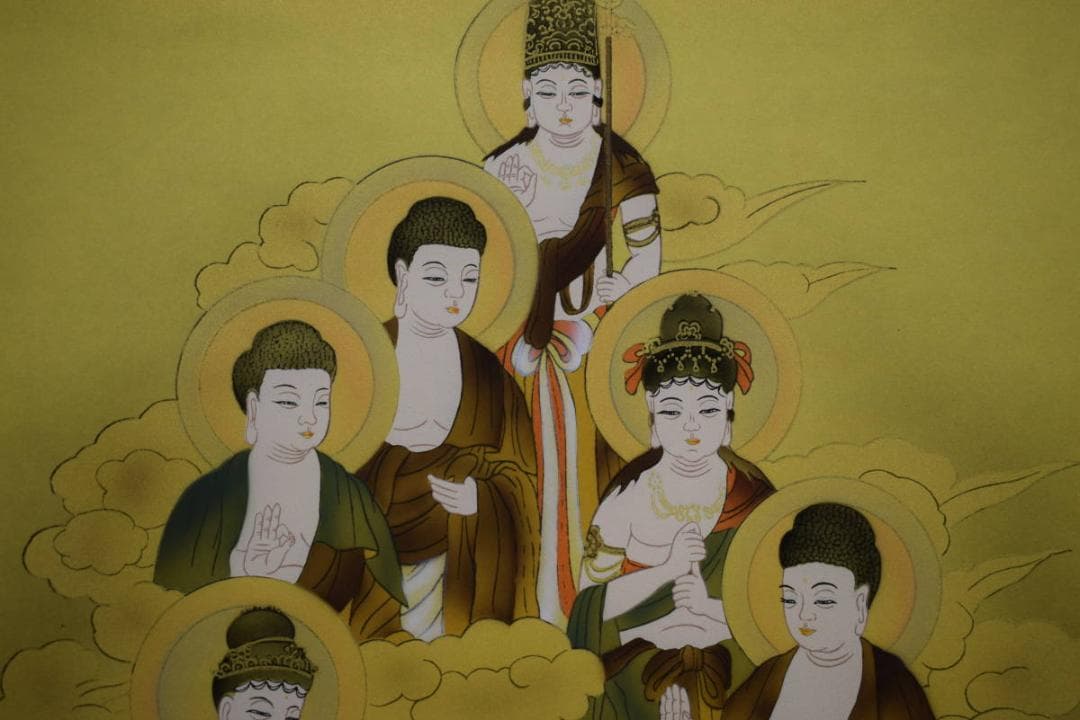 真作/泉紫香/十三佛図/十三仏図/桐共箱付/布袋屋掛軸HH-730