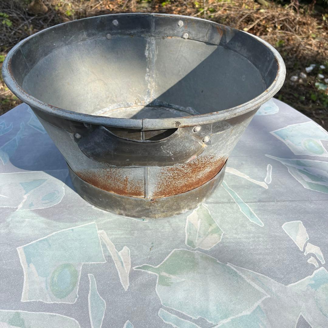 アンティーク　ブリキプランター　一部真鍮製