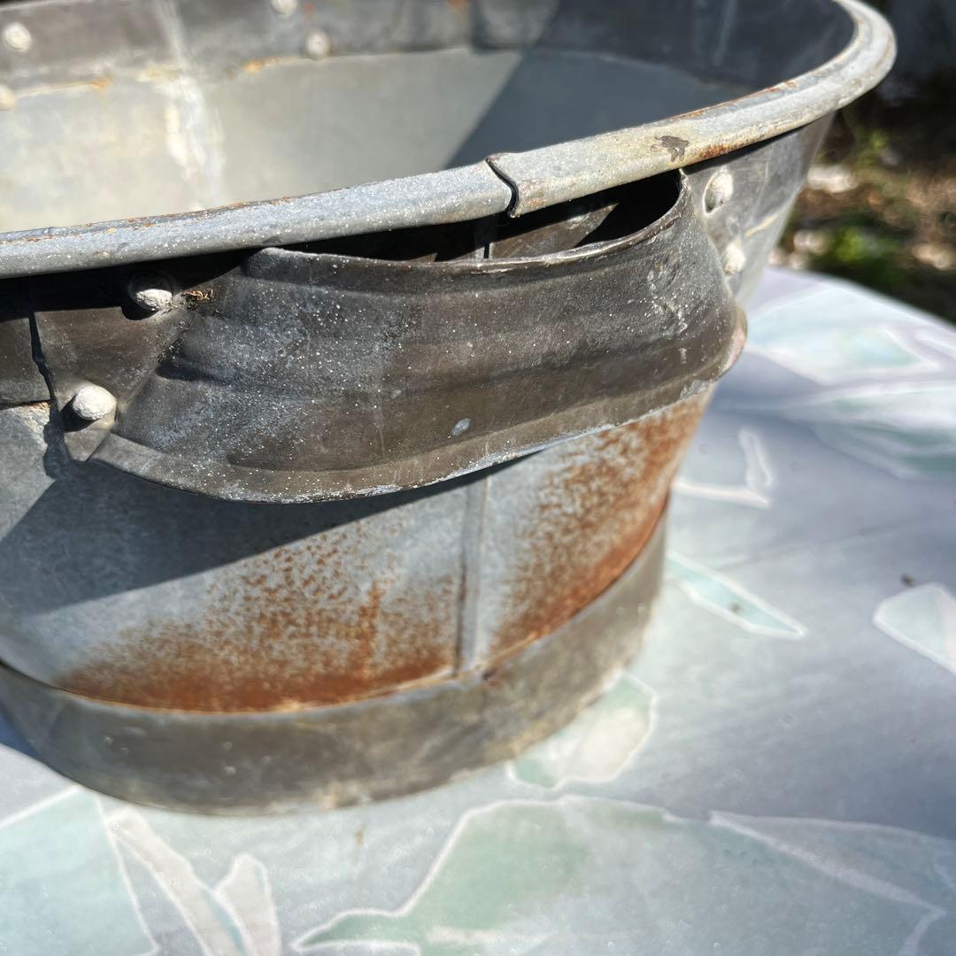 アンティーク　ブリキプランター　一部真鍮製