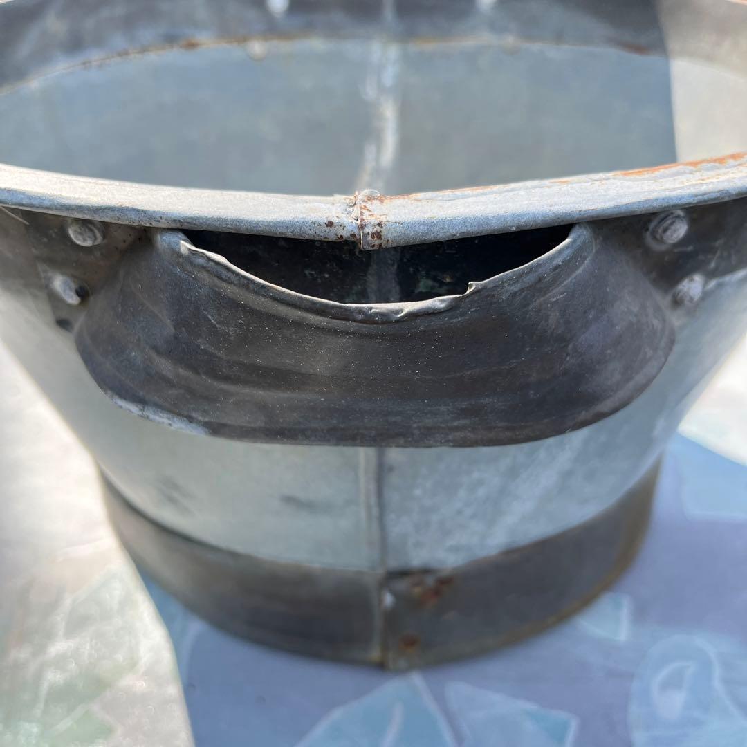 アンティーク　ブリキプランター　一部真鍮製