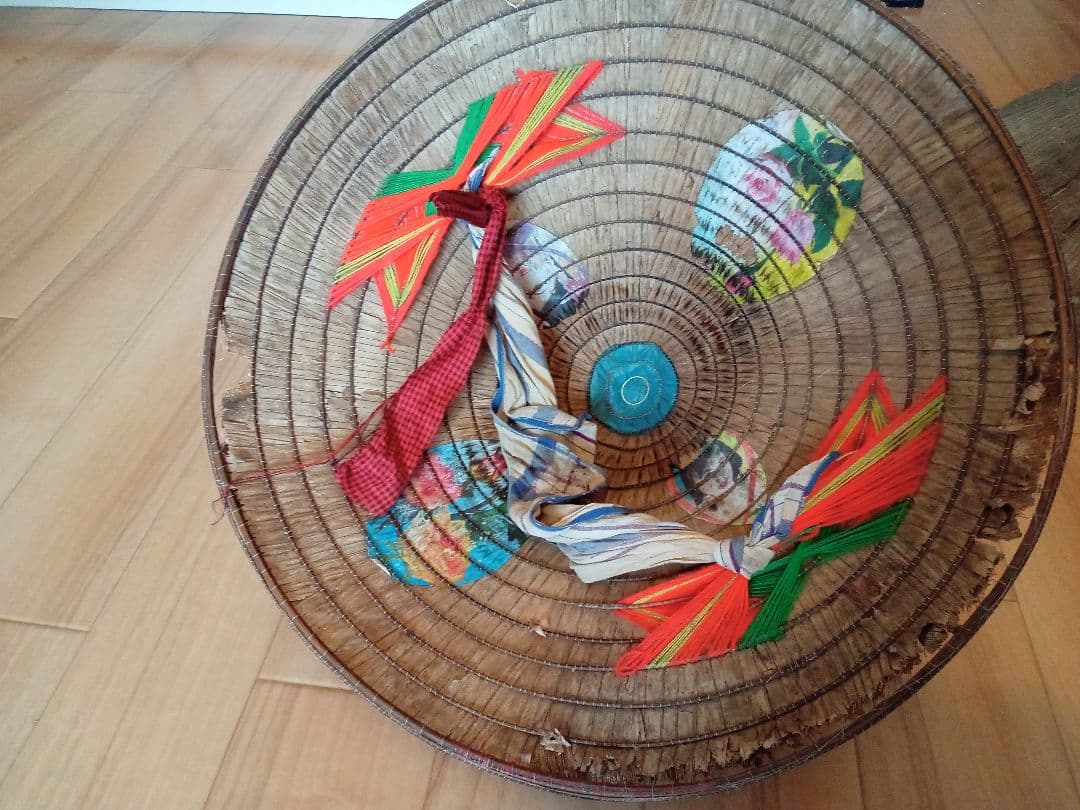 ベトナム　古道具　ノンラー　笠　アンティーク　ベトナム料理　3つセット