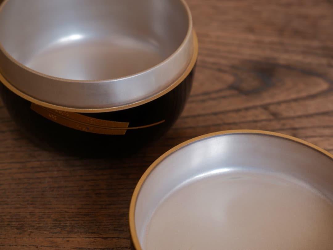 高崎秋峰　秋草扇面蒔絵　裏銀塗　漆工芸　棗　茶入れ　茶器　茶道具　Q2202