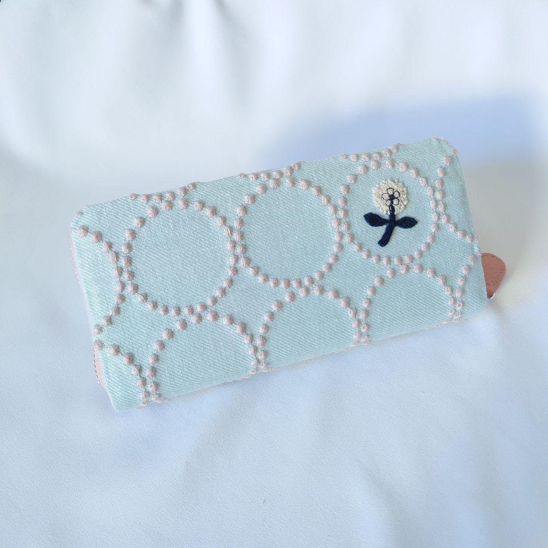 【現品】新作ライトブルー×ピンク タンバリン ミナペルホネン ギャルソン長財布