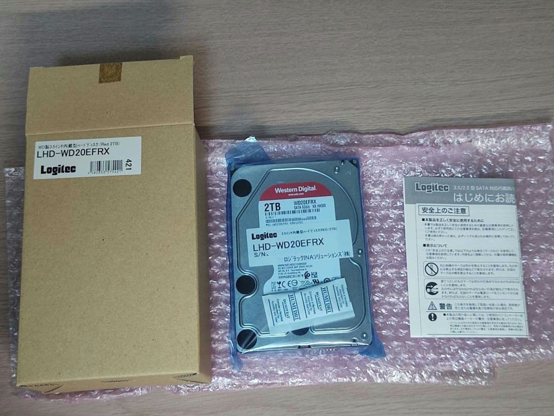 新品 Logitec LHD-WD20EFRX 2TB HDD 2台（計4TB）