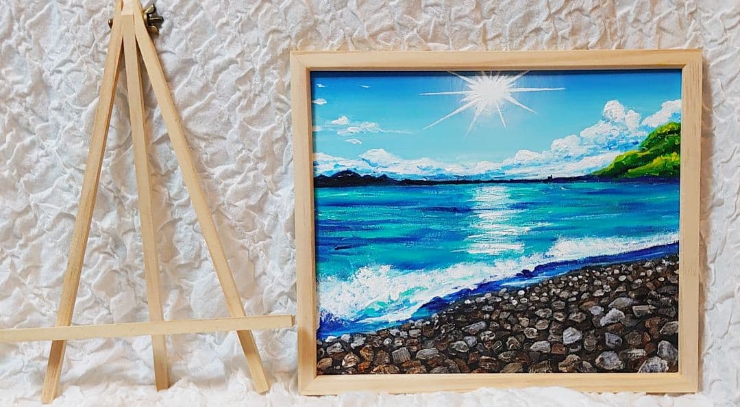 油絵 絵画 【丸子海岸の夏】
