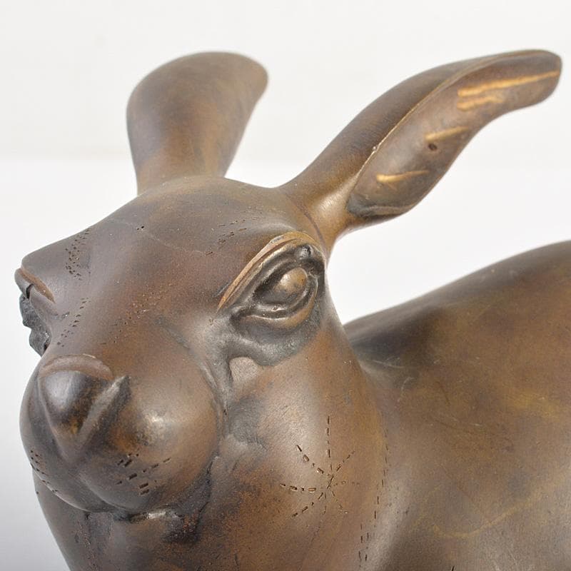 ブロンズ像　古銅　うさぎ　兎　一對　置物　重さ合計約2076g　D　R7486