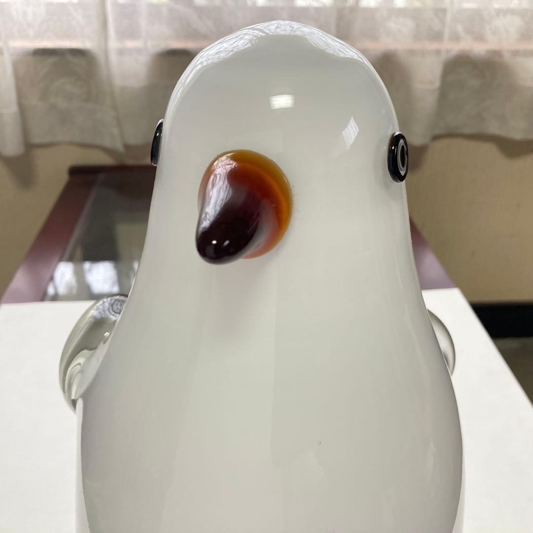 岩津ガラス ペンギン 置物 オブジェ ランプシェード スタンド 工芸品 レトロ