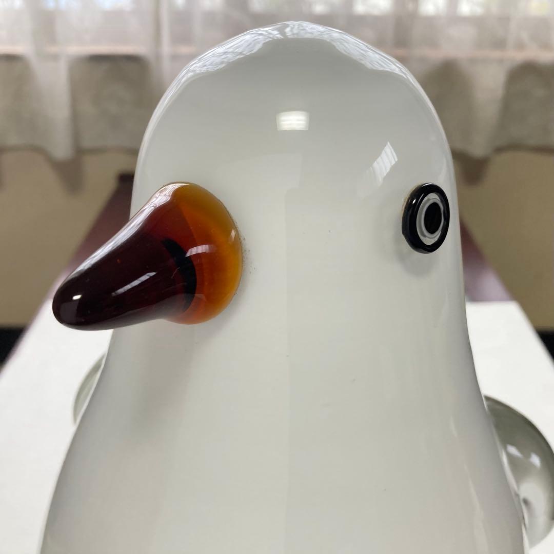 岩津ガラス ペンギン 置物 オブジェ ランプシェード スタンド 工芸品 レトロ
