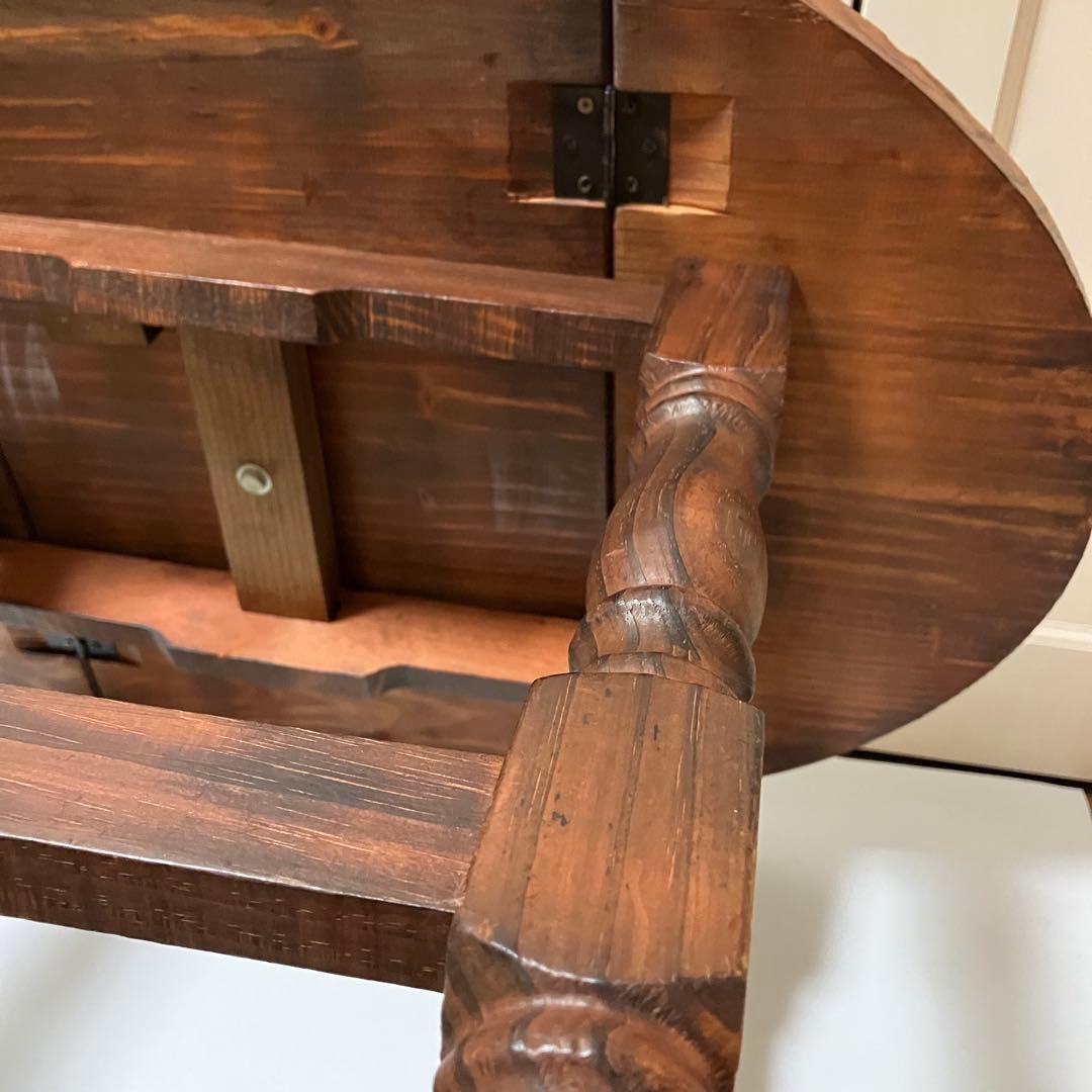 木製折りたたみ式ローテーブル　アンティークコーヒーテーブルバタフライ机楕円机