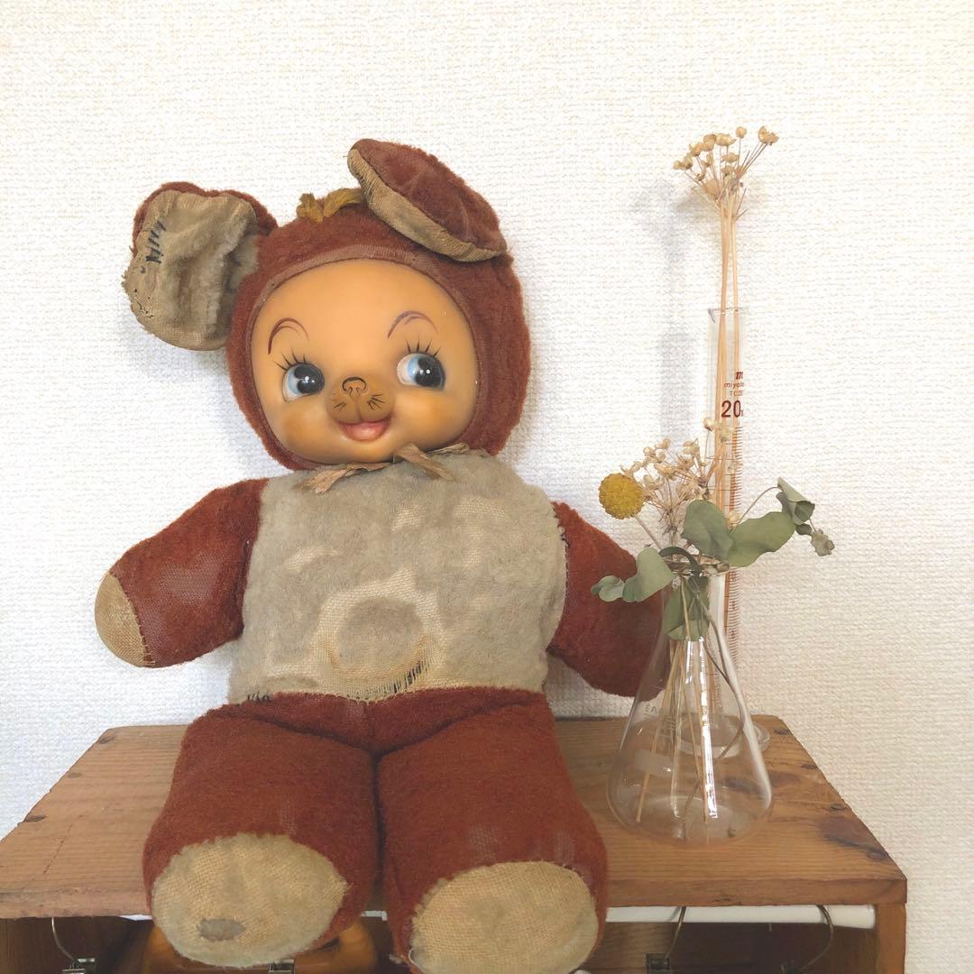 アンティーク ラバーフェイス ドール ぬいぐるみ ヴィンテージ クマちゃん