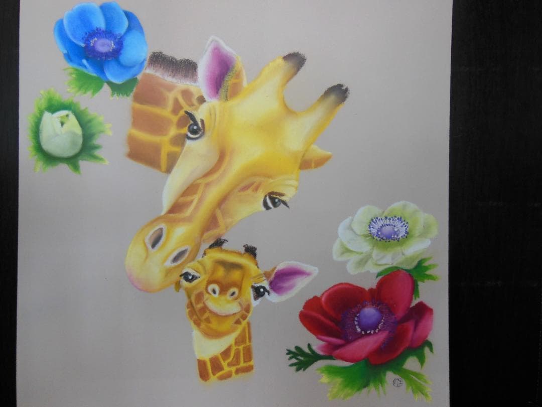 チョークアート（キリン親子）　009