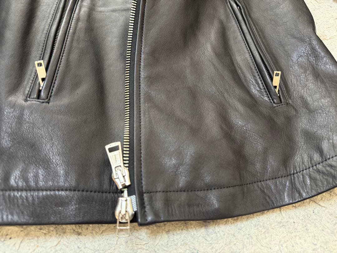 【名作希少サイズ3】ラウンジリザード 牛革シングルライダース黒 シンサレート中綿