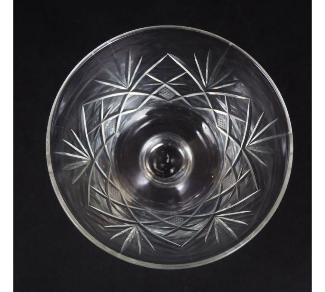 送料無料　ビンテージ　カットガラスサンデーカップ5客　気泡有