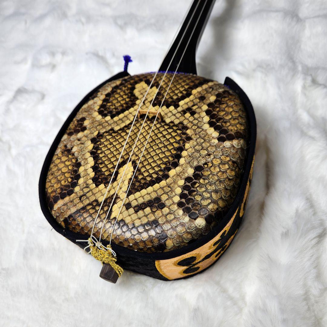 【美品】沖縄三線　守礼印　本蛇革　教本 バチ ムデ 弦 ケース　セット お得