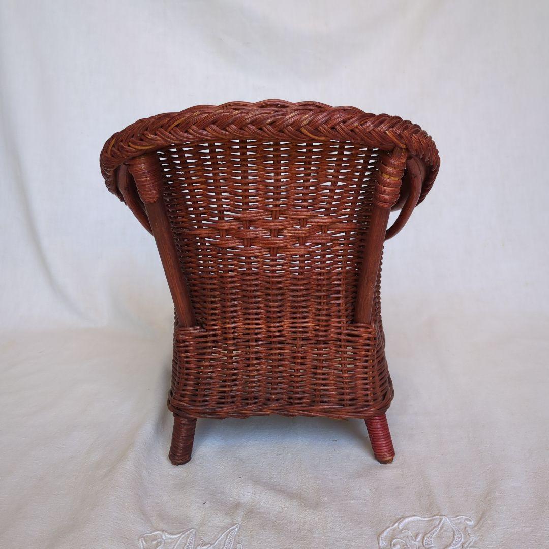 フランスアンティーク ドールチェア ① ローズマダー ラタン
