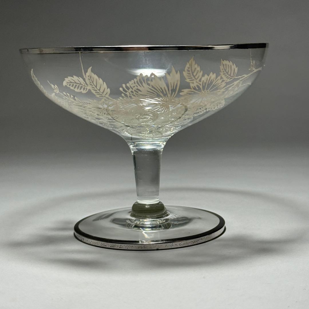 ◆シルバーオーバーレイ シャンパングラス 径14cm 1930〜1940年代◆