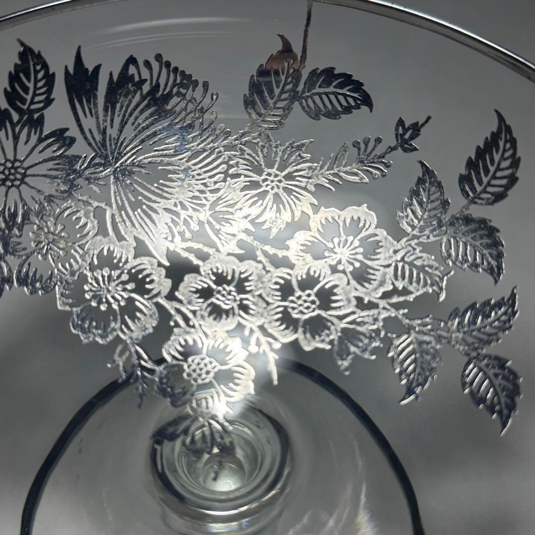 ◆シルバーオーバーレイ シャンパングラス 径14cm 1930〜1940年代◆