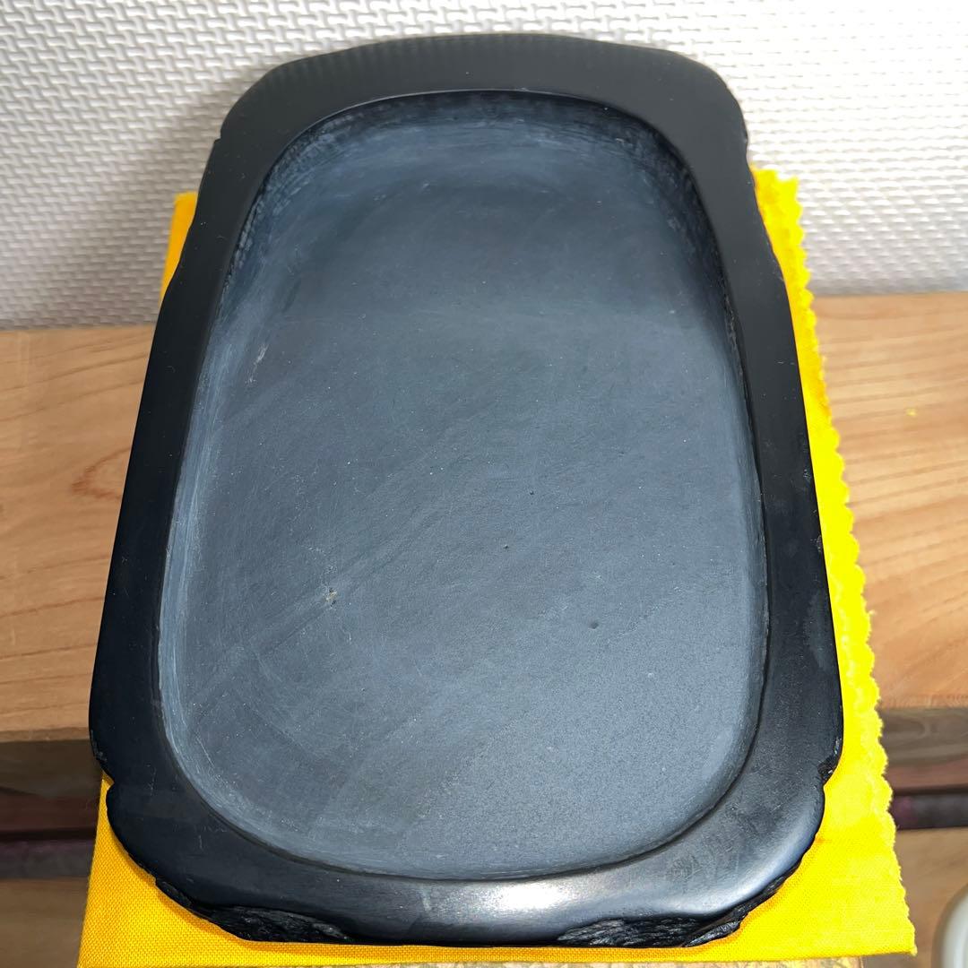⭕️雨端硯　文明堂製　鰍沢　甲州銘石　自然硯　1.8Kg 超　四六寸大　石紋綺麗