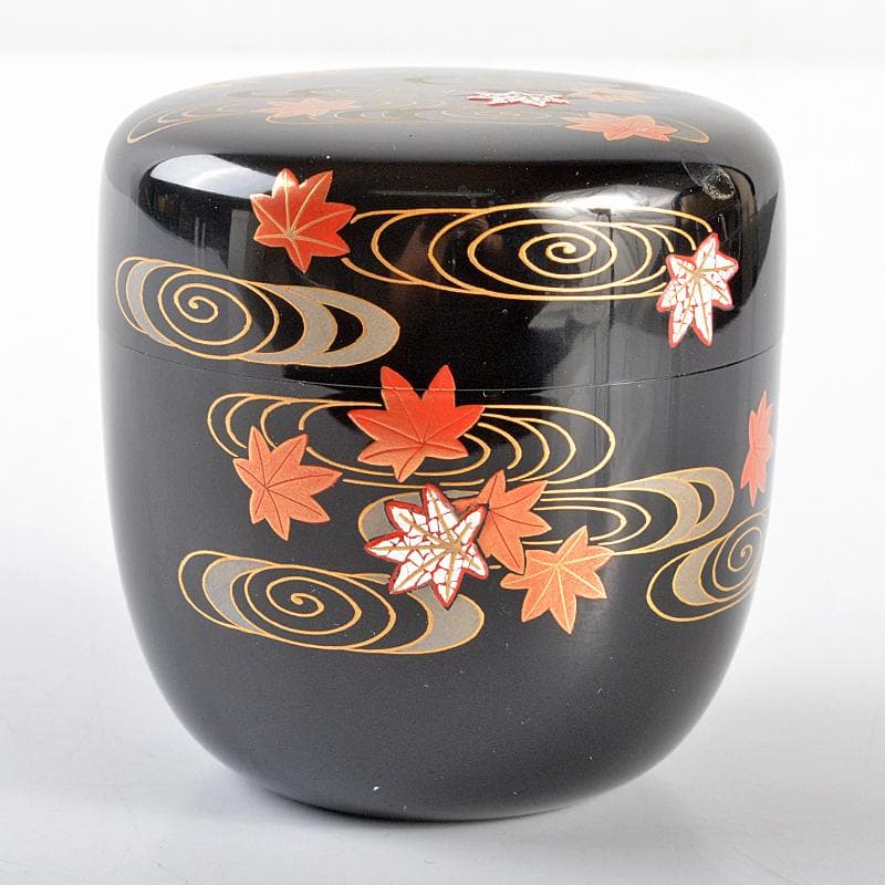 茶道具　輪島塗　米本匠伯作　竜田川蒔絵　中棗　共箱　V　R5283