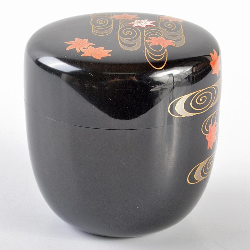 茶道具　輪島塗　米本匠伯作　竜田川蒔絵　中棗　共箱　V　R5283