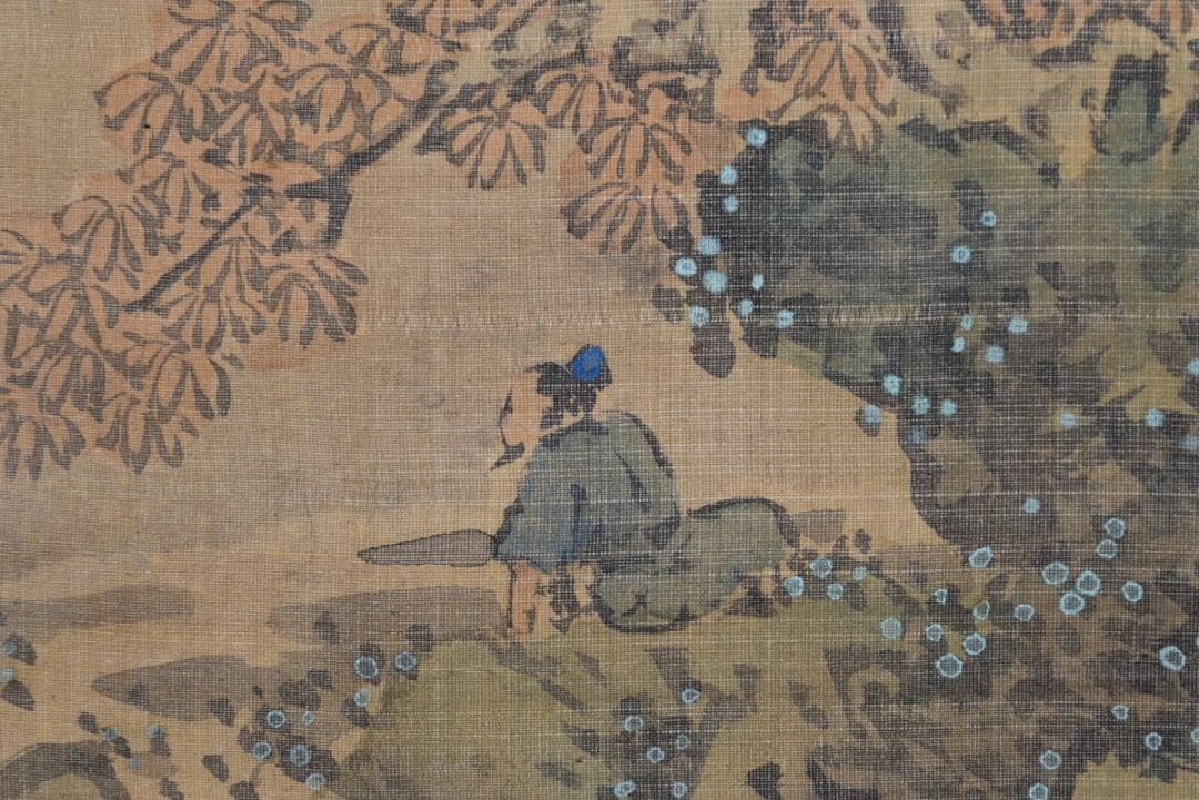 【真作】谷文晁/山水人物図/秋景山水図/秋渓山水人物図/掛軸/名家伝来AB-36