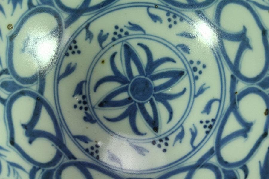 茶道具 唐物 染付茶碗 仕服 時代物(K-LC871)