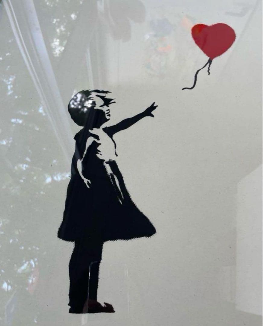 Banksy girl with red balloon wcp ポスター